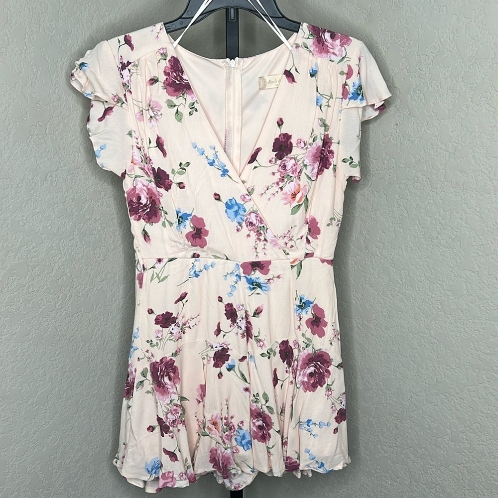 739 - Altar’d State NWT Pink Floral Shorts Romper, Size Extra Small